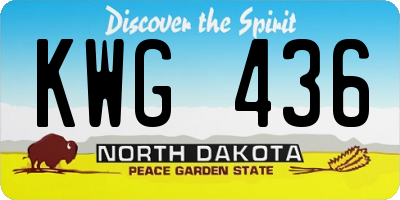 ND license plate KWG436
