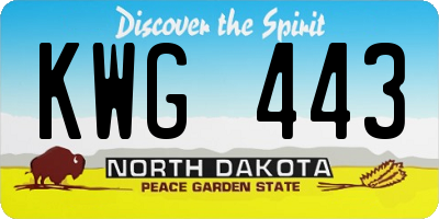ND license plate KWG443