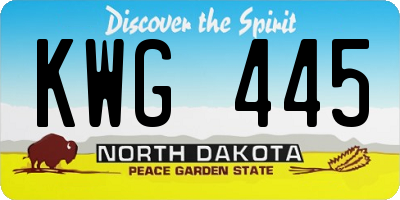 ND license plate KWG445