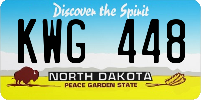 ND license plate KWG448