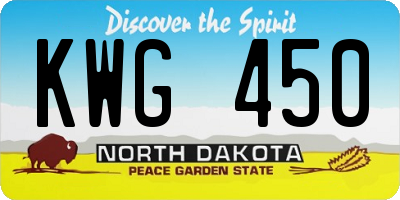 ND license plate KWG450