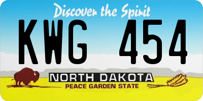 ND license plate KWG454