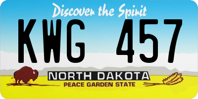 ND license plate KWG457