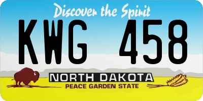 ND license plate KWG458