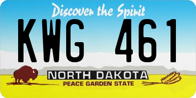 ND license plate KWG461