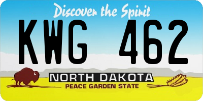 ND license plate KWG462