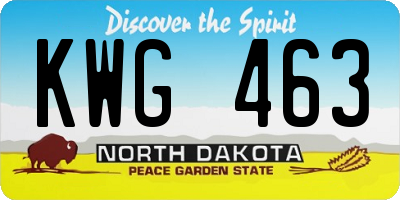 ND license plate KWG463