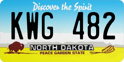 ND license plate KWG482