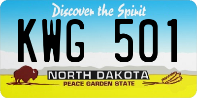 ND license plate KWG501