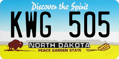 ND license plate KWG505