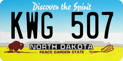 ND license plate KWG507
