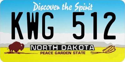 ND license plate KWG512