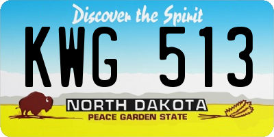 ND license plate KWG513
