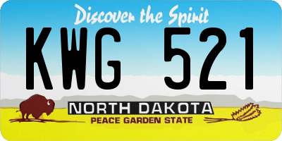 ND license plate KWG521