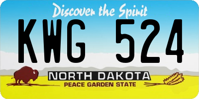 ND license plate KWG524