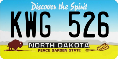ND license plate KWG526