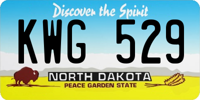 ND license plate KWG529