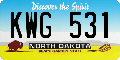 ND license plate KWG531
