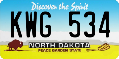 ND license plate KWG534