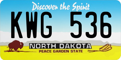 ND license plate KWG536