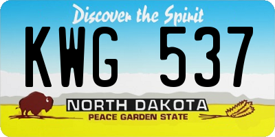 ND license plate KWG537