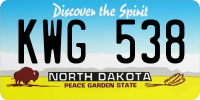 ND license plate KWG538