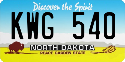 ND license plate KWG540