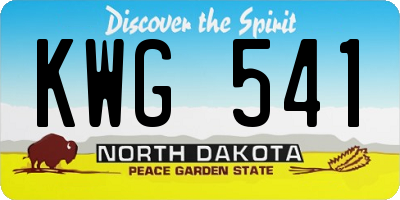 ND license plate KWG541