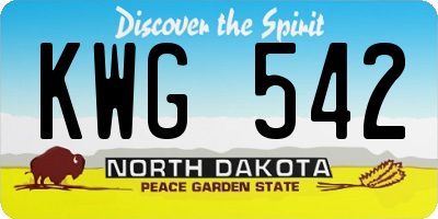 ND license plate KWG542