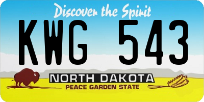 ND license plate KWG543