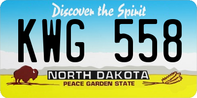 ND license plate KWG558