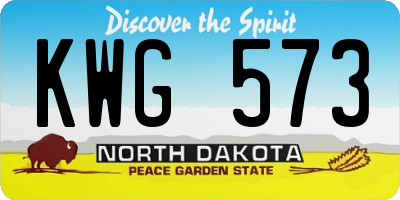 ND license plate KWG573