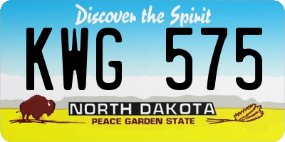 ND license plate KWG575