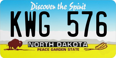 ND license plate KWG576