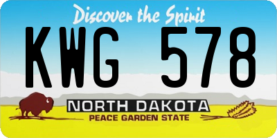 ND license plate KWG578