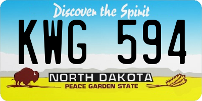 ND license plate KWG594