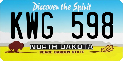 ND license plate KWG598
