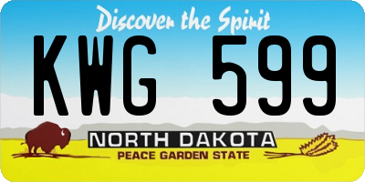 ND license plate KWG599