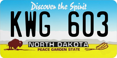 ND license plate KWG603