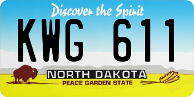 ND license plate KWG611