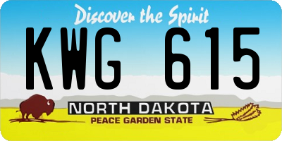 ND license plate KWG615