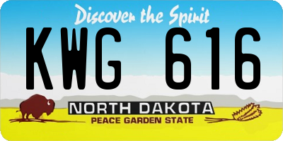 ND license plate KWG616