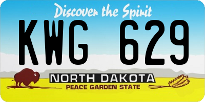 ND license plate KWG629