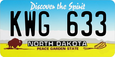 ND license plate KWG633