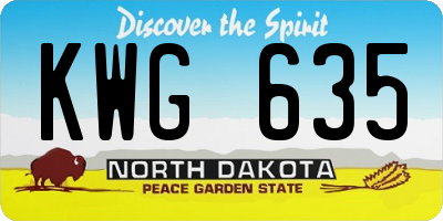 ND license plate KWG635
