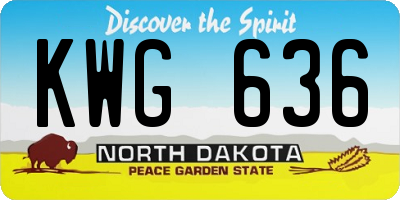 ND license plate KWG636