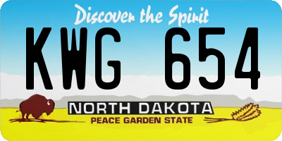 ND license plate KWG654