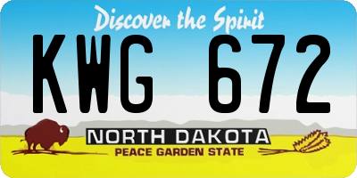 ND license plate KWG672