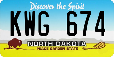 ND license plate KWG674
