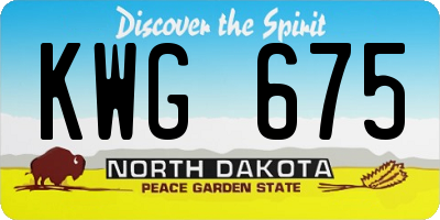 ND license plate KWG675